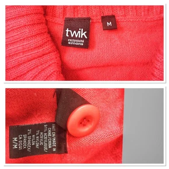 Twik Simons Shawl Collar fitted sweater M - Picture 5 of 9
